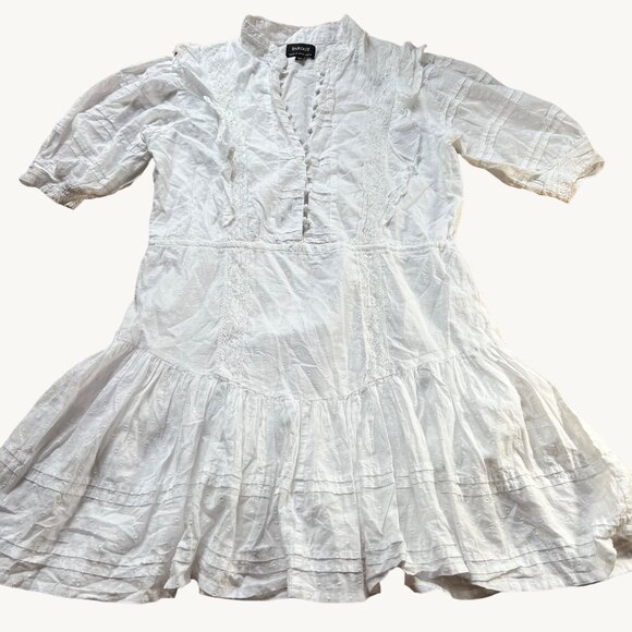 Bardot Size 12 XL White Henrietta 100% Cotton Eyelet Lace Swiss Dot Mini Dress - Picture 2 of 16